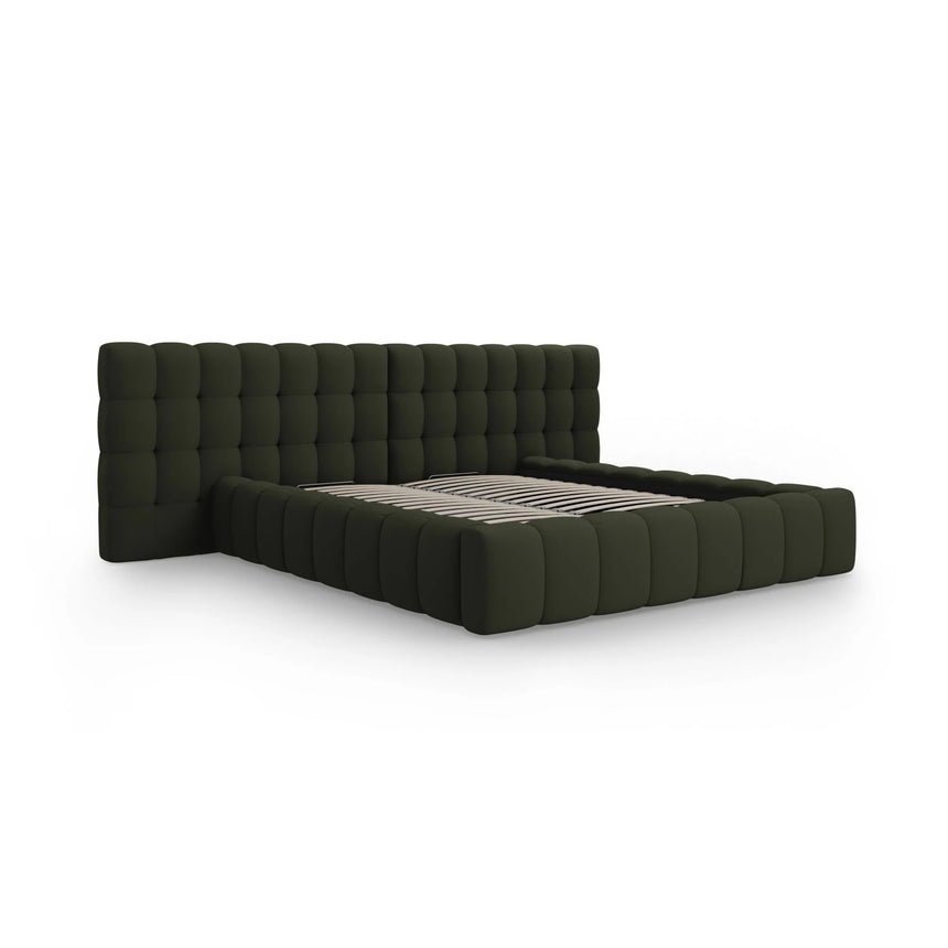 Mamaia Bett mit Stauraum und Doppelkopfteil in Strukturierter Stoff (Nev39) in Grün, 200x200 cm – Bild 4