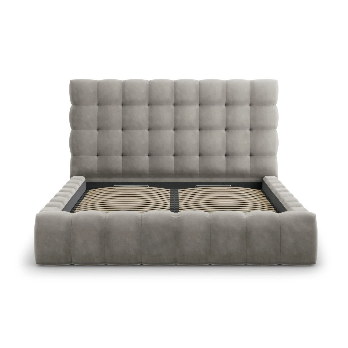 Mamaia Bett mit Stauraum und Kopfteil in Samt (Blu13) in Hellgrau, 160x200 cm – Bild 5