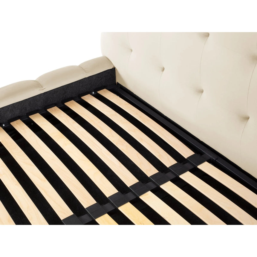Mamaia Bett mit Stauraum und Kopfteil in Samt (Blu22) in Leichtes Beige, 200x200 cm – Bild 8