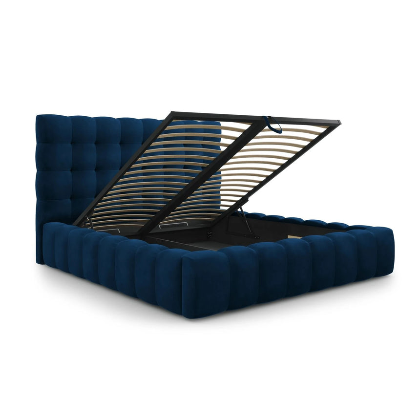 Mamaia Bett mit Stauraum und Kopfteil in Samt (Blu86) in Königsblau, 160x200 cm – Bild 6