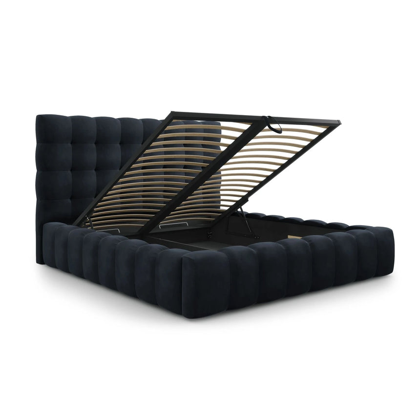 Mamaia Bett mit Stauraum und Kopfteil in Samt (Blu89) in Dunkelblau, 180x200 cm – Bild 6