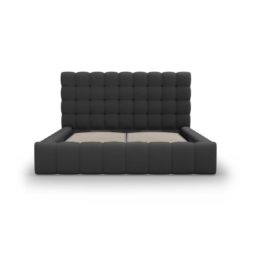 Mamaia Bett mit Stauraum und Kopfteil in Strukturierter Stoff (Nev97) in Dunkelgrau, 160x200 cm – Bild 5