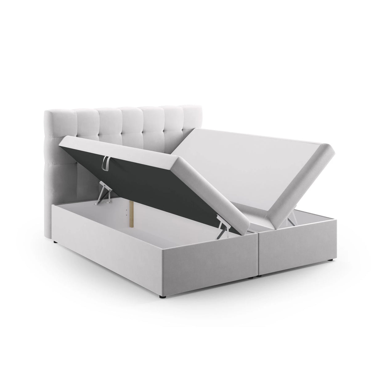 Mamaia Boxspringbett mit Stauraum und Kopfteil in Samt (Blu03) in Silber, 140x200 cm – Bild 4