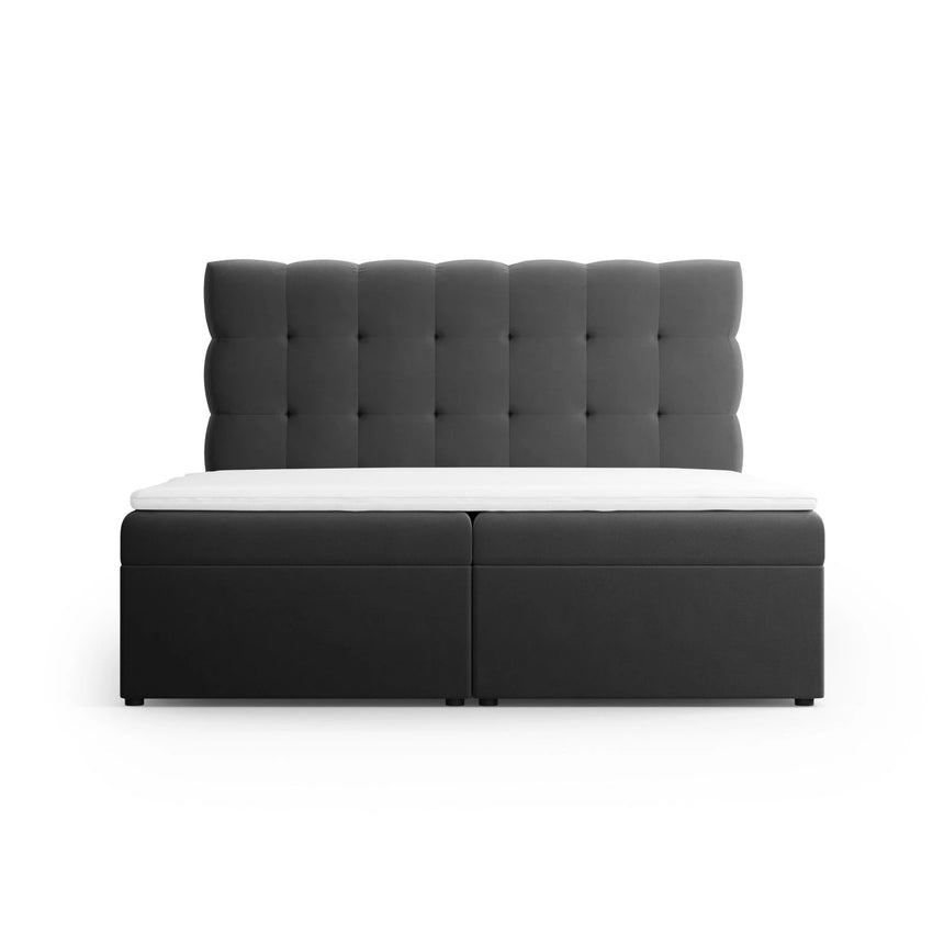 Mamaia Boxspringbett mit Stauraum und Kopfteil in Samt (Blu14) in Grau, 140x200 cm – Bild 3