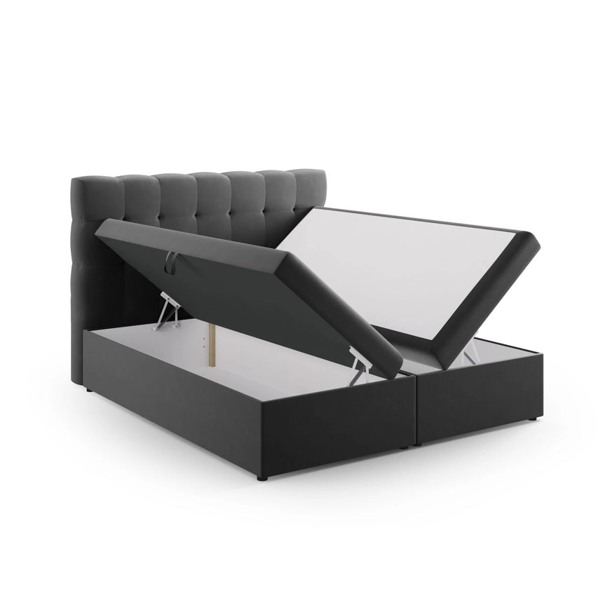 Mamaia Boxspringbett mit Stauraum und Kopfteil in Samt (Blu14) in Grau, 180x200 cm – Bild 4
