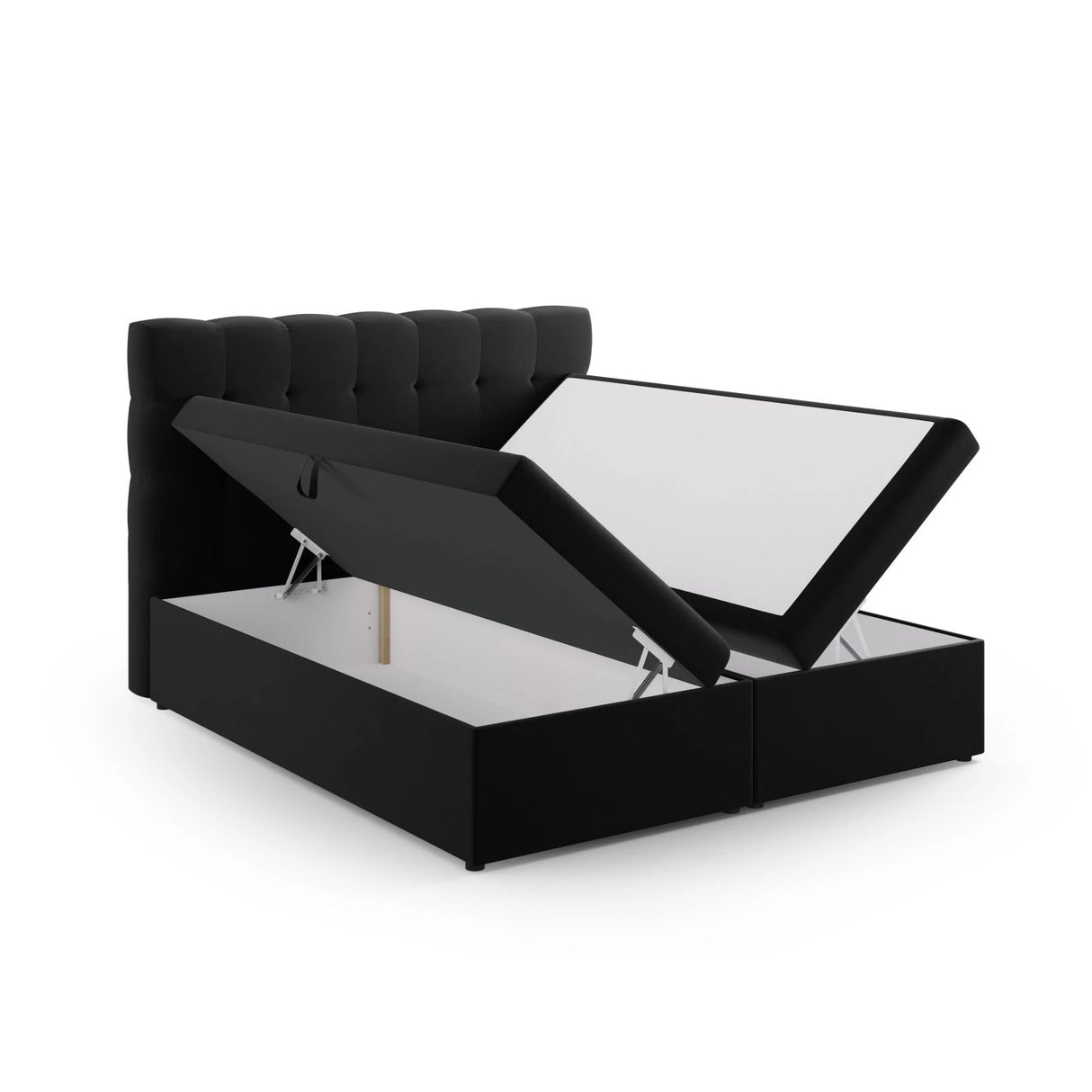 Mamaia Boxspringbett mit Stauraum und Kopfteil in Samt (Blu19) in Schwarz, 140x200 cm – Bild 4