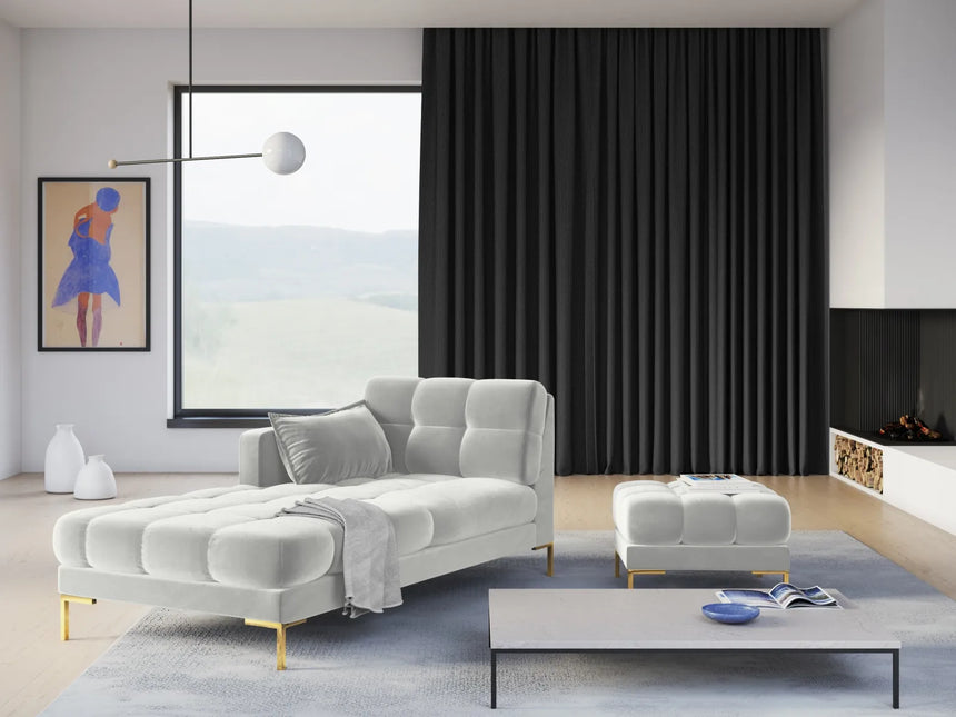Mamaia Pouf, Beine Goldmetall, mit Bezug aus Samt (Blu03) in Silber, 60x60 cm – Bild 2