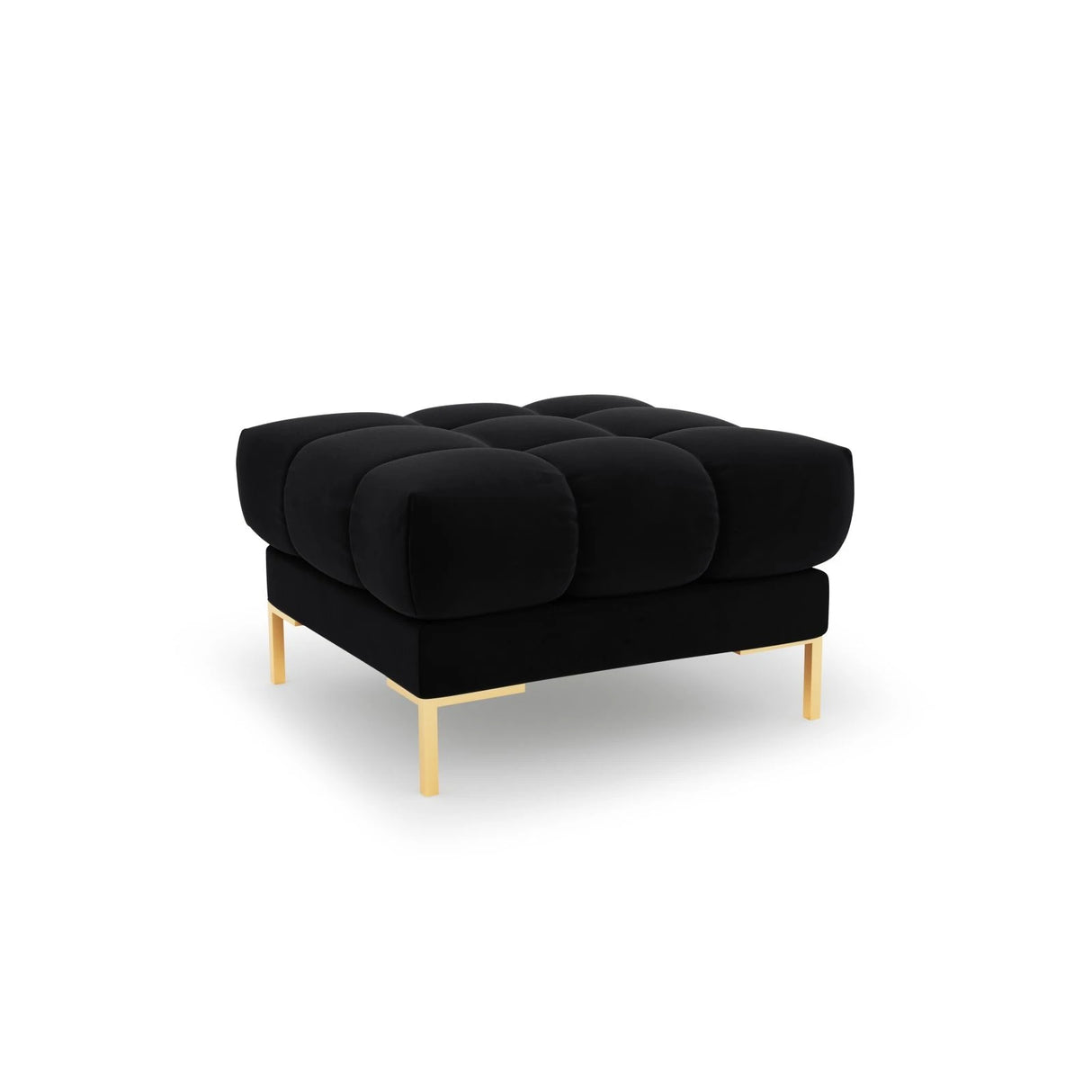 Mamaia Pouf, Beine Goldmetall, mit Bezug aus Samt (Blu19) in Schwarz, 60x60 cm – Bild 1