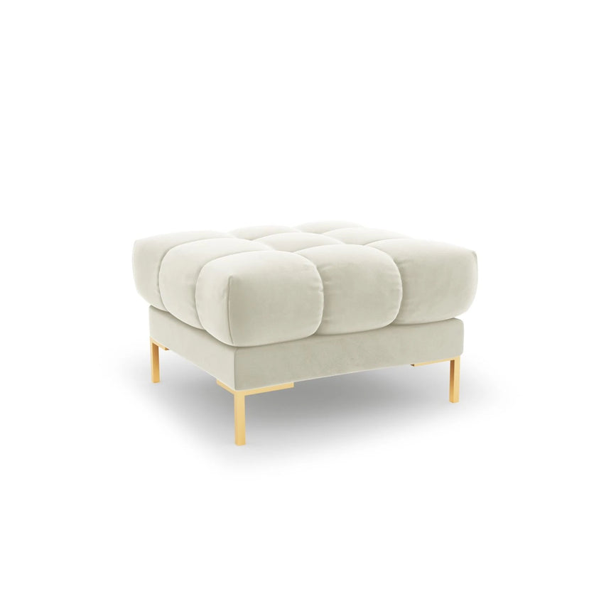 Mamaia Pouf, Beine Goldmetall, mit Bezug aus Samt (Blu22) in Leichtes Beige, 60x60 cm – Bild 1