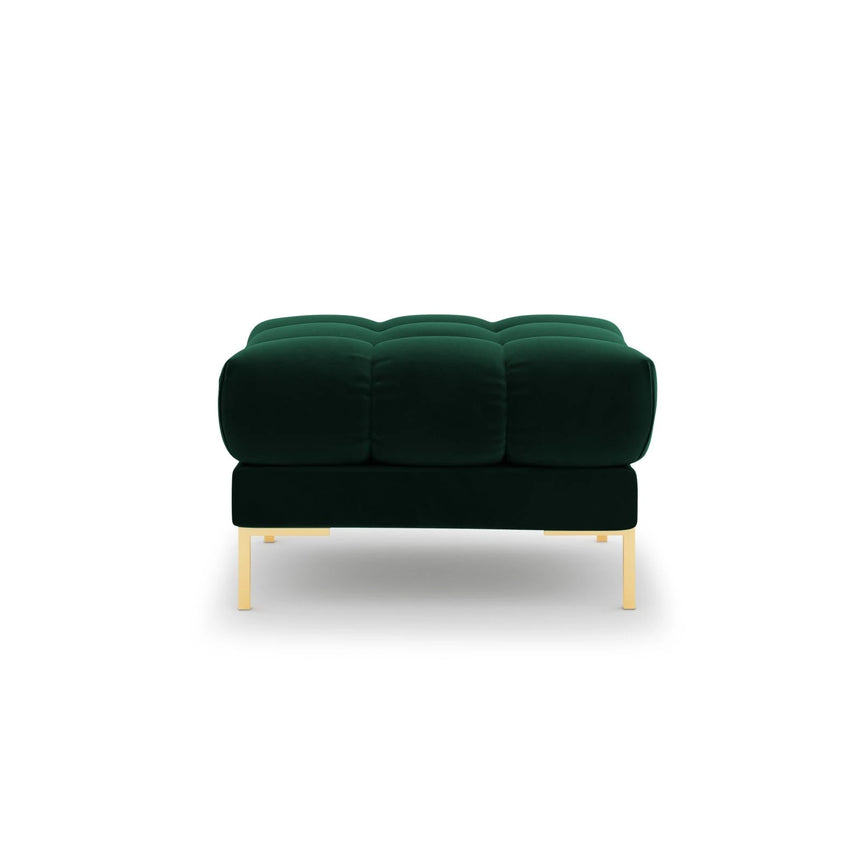 Mamaia Pouf, Beine Goldmetall, mit Bezug aus Samt (Blu78) in Flaschengrün, 60x60 cm – Bild 4