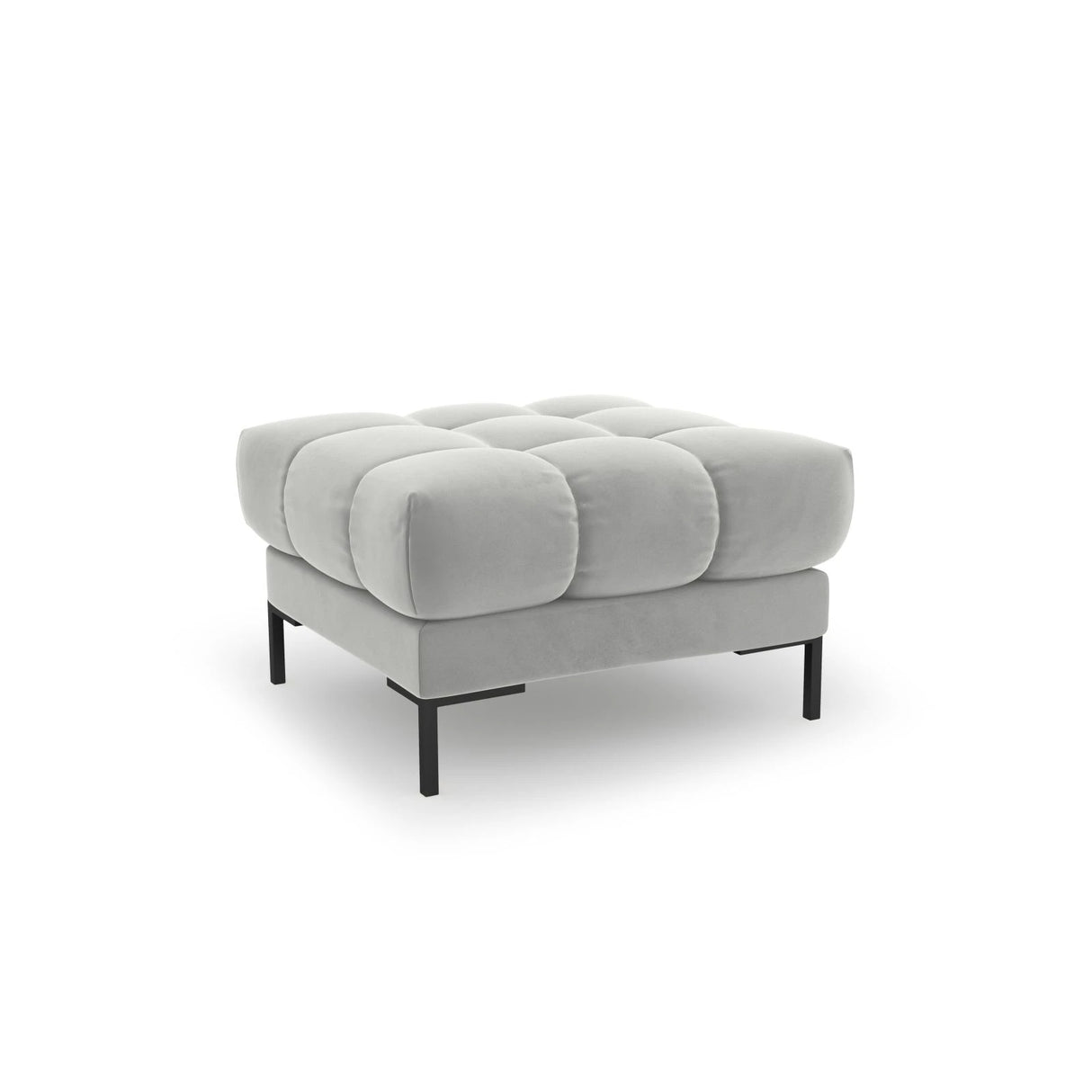 Mamaia Pouf, Metallbeine Schwarz, mit Bezug aus Samt (Blu03) in Silber, 60x60 cm – Bild 1