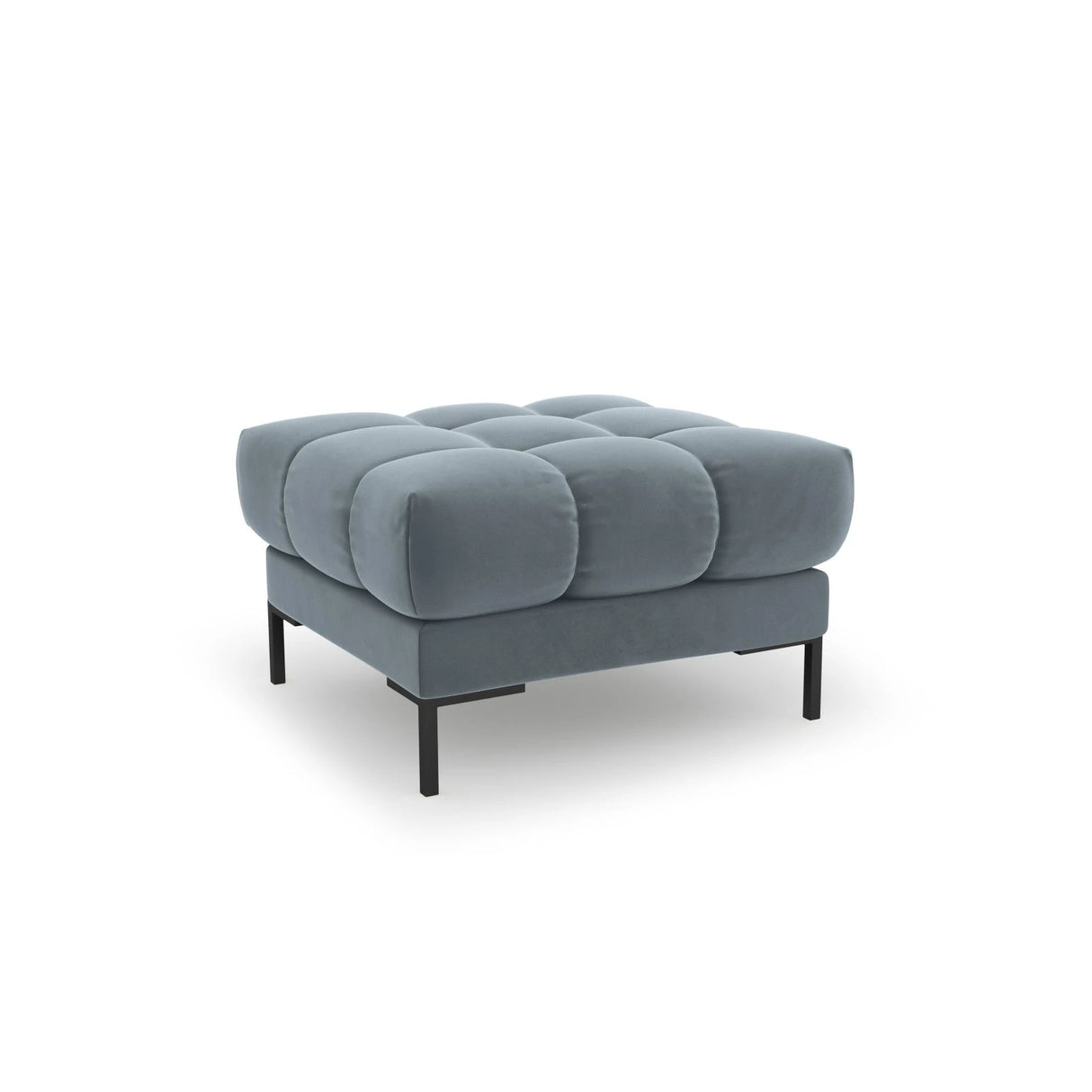 Mamaia Pouf, Metallbeine Schwarz, mit Bezug aus Samt (Blu06) in Hellblau, 60x60 cm – Bild 1