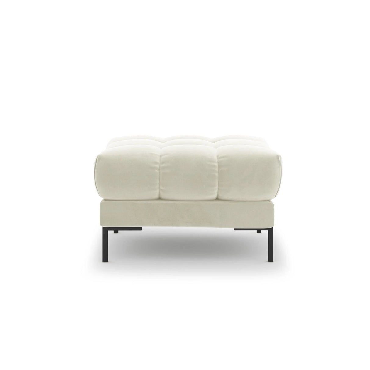 Mamaia Pouf, Metallbeine Schwarz, mit Bezug aus Samt (Blu22) in Leichtes Beige, 60x60 cm – Bild 4