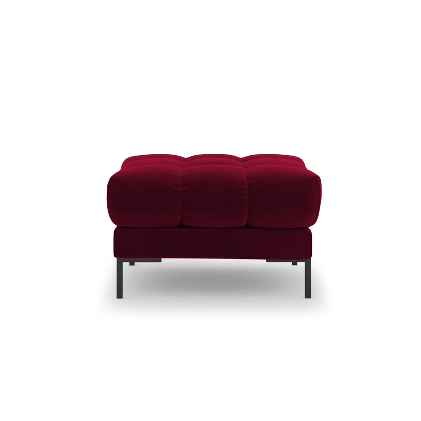 Mamaia Pouf, Metallbeine Schwarz, mit Bezug aus Samt (Blu59) in Rot, 60x60 cm – Bild 4
