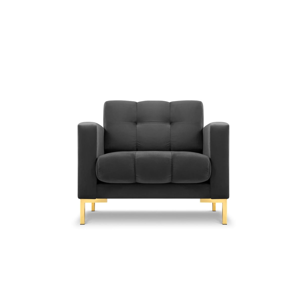 Mamaia Sessel, Beine Goldmetall, mit Bezug aus Samt (Blu18) in Dunkelgrau, 87x96 cm – Bild 1