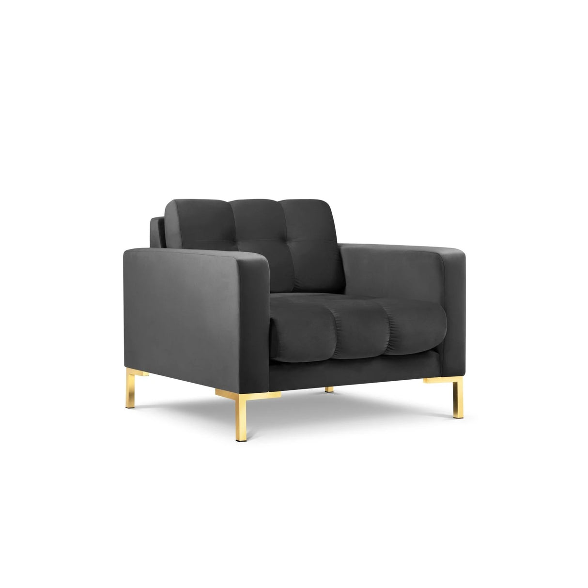 Mamaia Sessel, Beine Goldmetall, mit Bezug aus Samt (Blu18) in Dunkelgrau, 87x96 cm – Bild 4