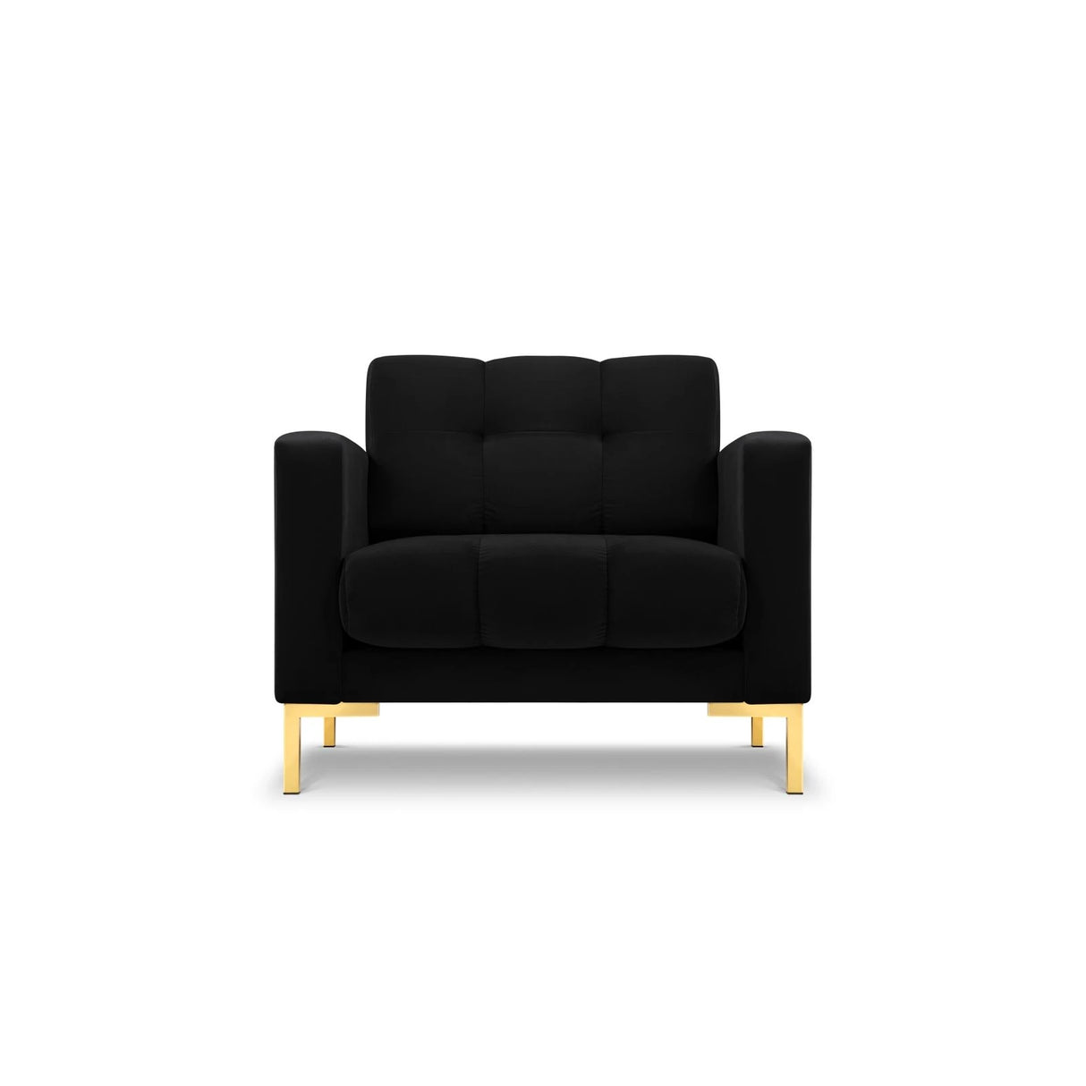 Mamaia Sessel, Beine Goldmetall, mit Bezug aus Samt (Blu19) in Schwarz, 87x96 cm – Bild 1