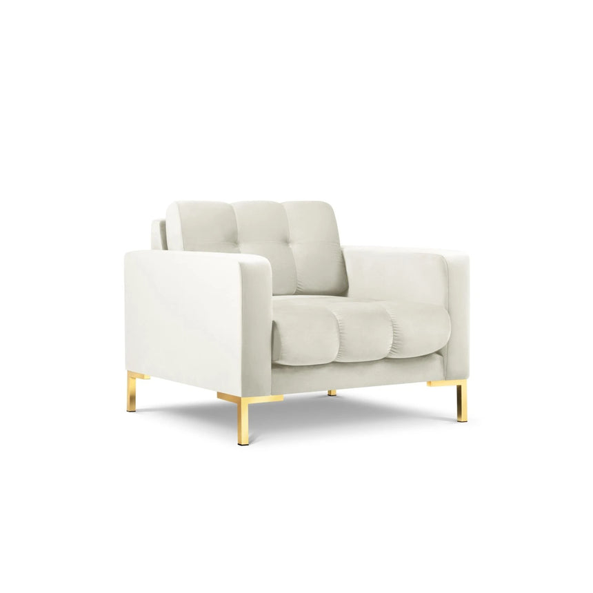 Mamaia Sessel, Beine Goldmetall, mit Bezug aus Samt (Blu22) in Leichtes Beige, 87x96 cm – Bild 4