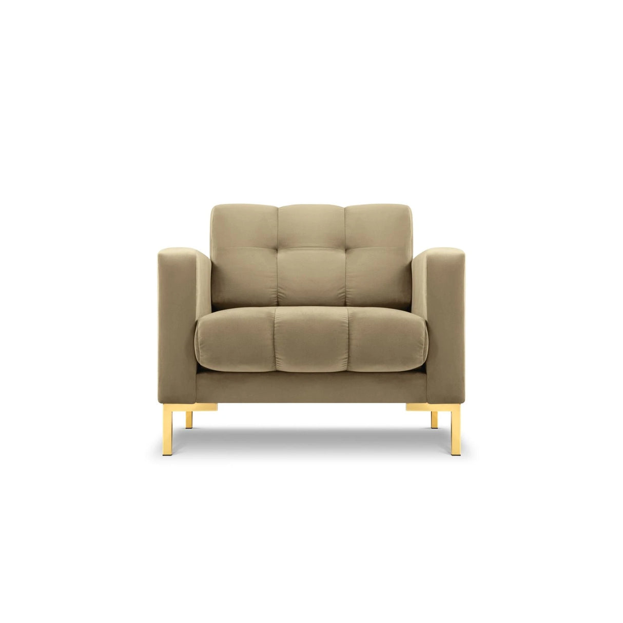 Mamaia Sessel, Beine Goldmetall, mit Bezug aus Samt (Blu28) in Beige, 87x96 cm – Bild 1