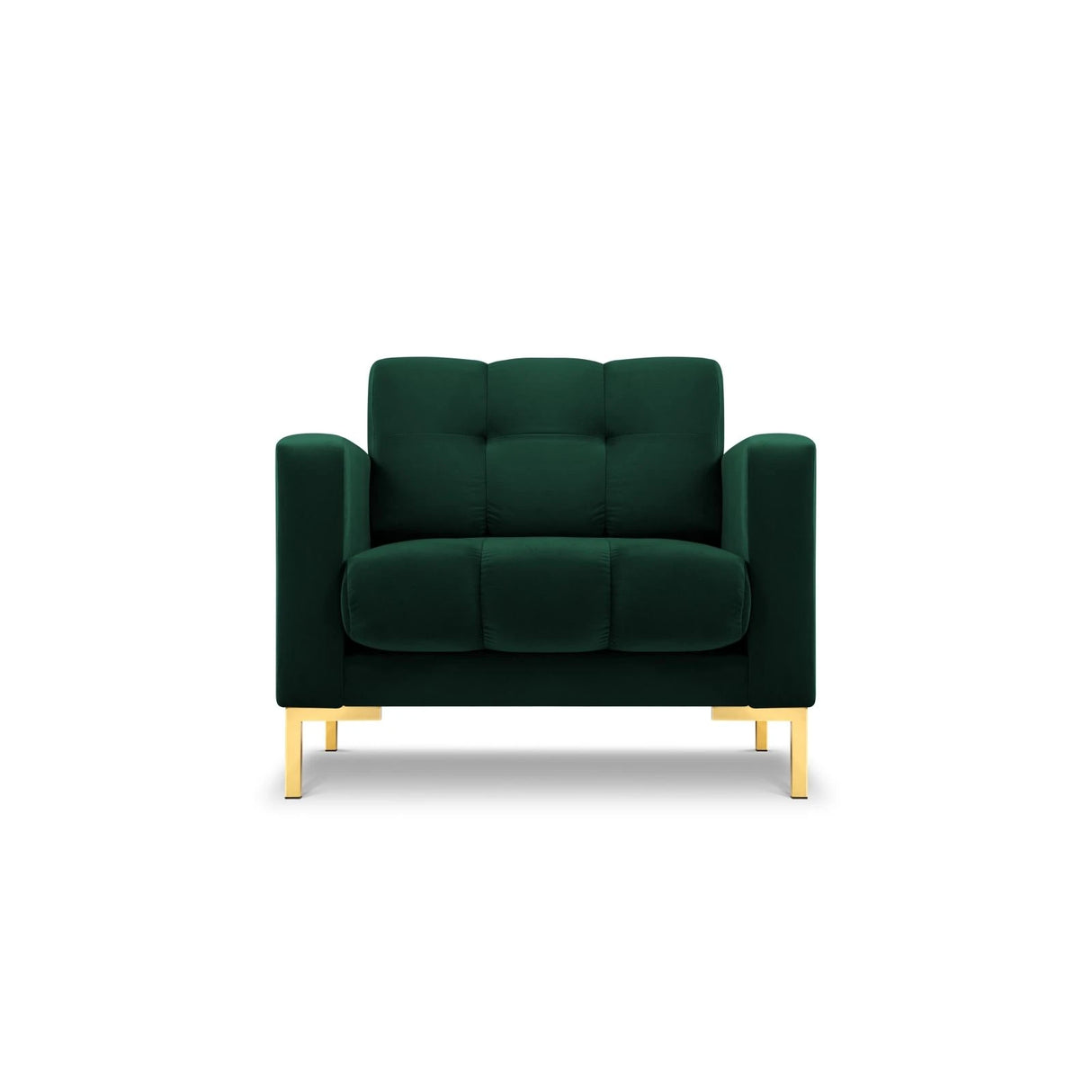 Mamaia Sessel, Beine Goldmetall, mit Bezug aus Samt (Blu78) in Flaschengrün, 87x96 cm – Bild 1