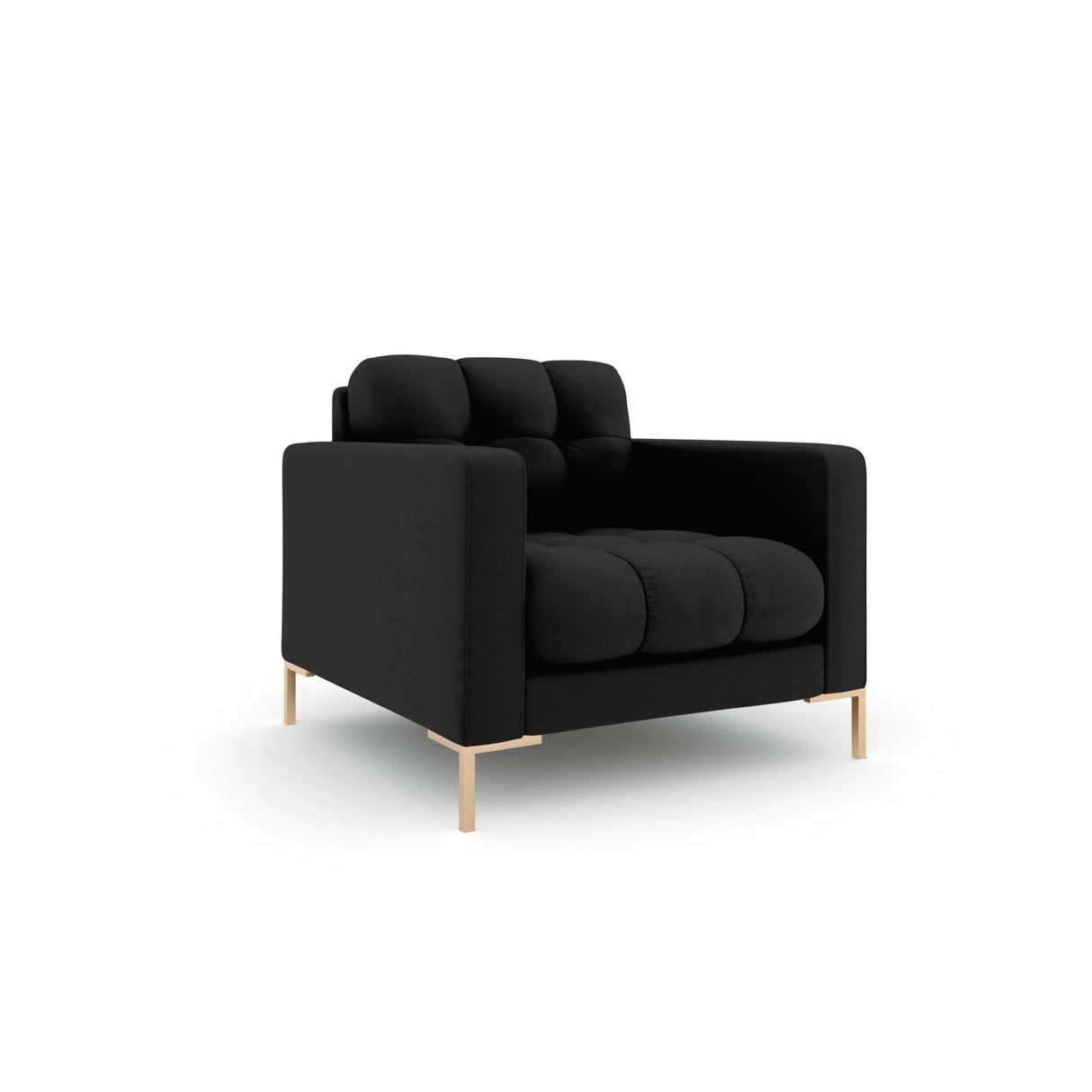 Mamaia Sessel, Beine Goldmetall, mit Bezug aus Strukturierter Stoff (Nev100) in Schwarz, 87x96 cm – Bild 3