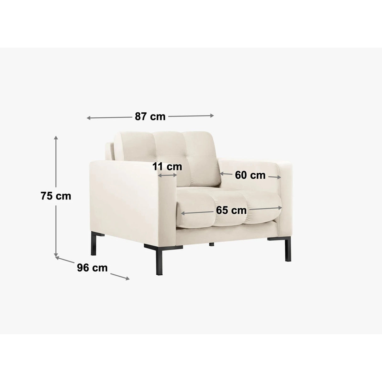 Mamaia Sessel, Beine Goldmetall, mit Bezug aus Strukturierter Stoff (Nev97) in Dunkelgrau, 87x96 cm – Bild 2