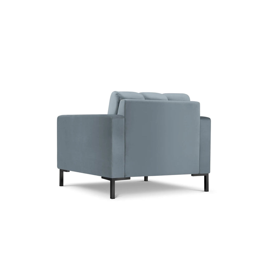 Mamaia Sessel, Metallbeine Schwarz, mit Bezug aus Samt (Blu06) in Hellblau, 87x96 cm – Bild 5
