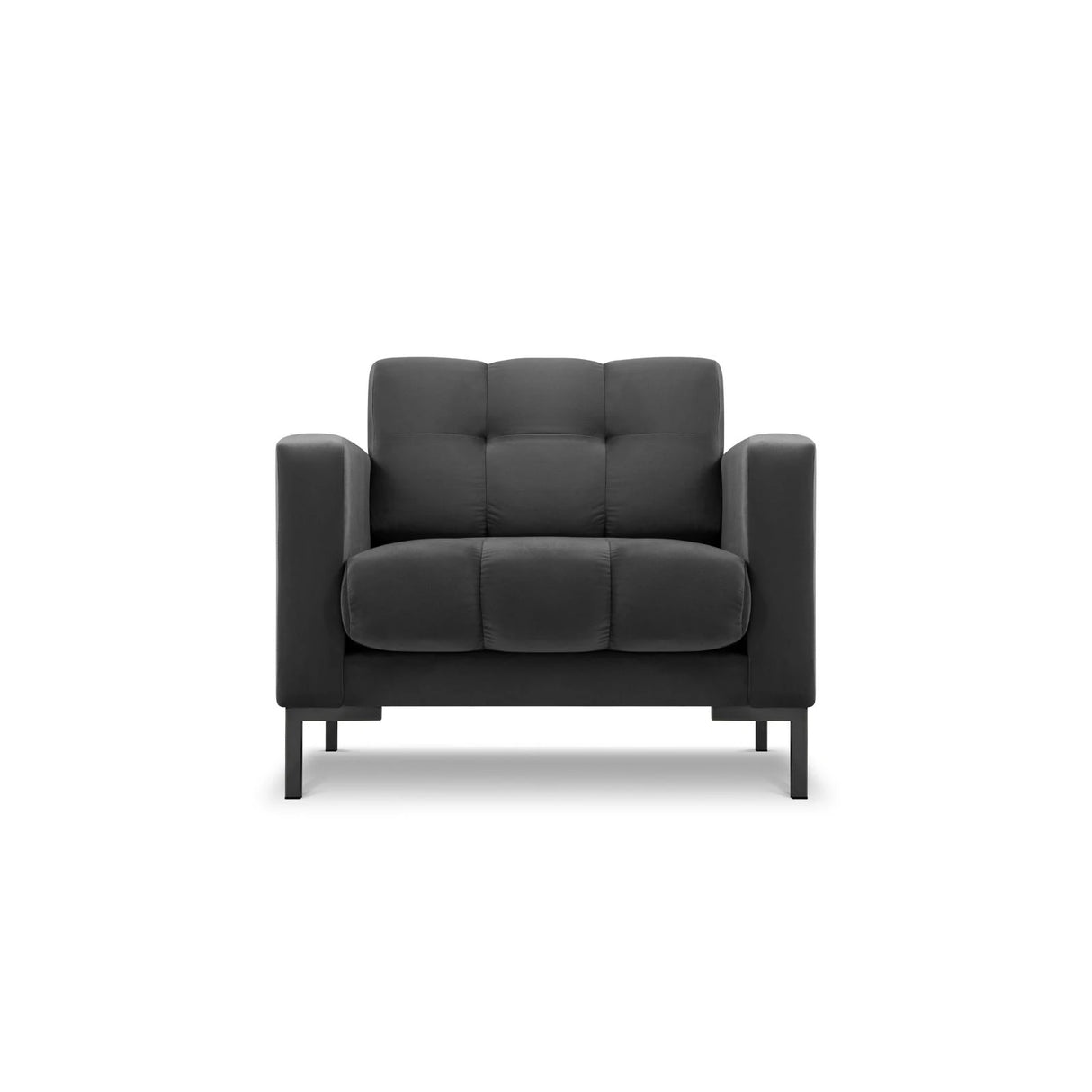 Mamaia Sessel, Metallbeine Schwarz, mit Bezug aus Samt (Blu18) in Dunkelgrau, 87x96 cm – Bild 1