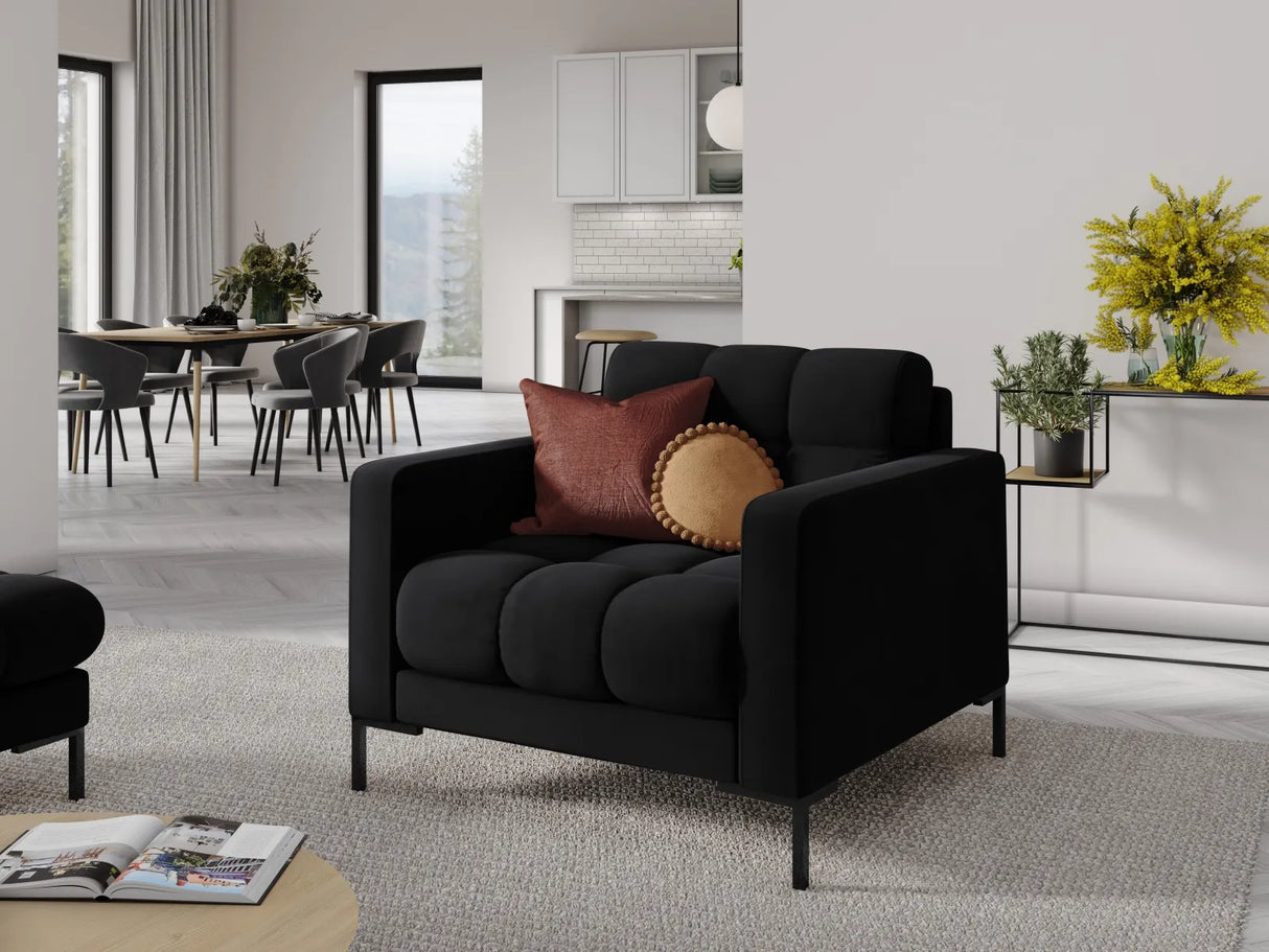 Mamaia Sessel, Metallbeine Schwarz, mit Bezug aus Samt (Blu19) in Schwarz, 87x96 cm – Bild 2