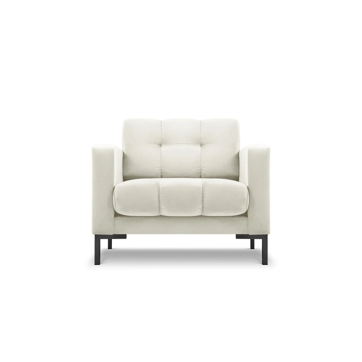 Mamaia Sessel, Metallbeine Schwarz, mit Bezug aus Samt (Blu22) in Leichtes Beige, 87x96 cm – Bild 1