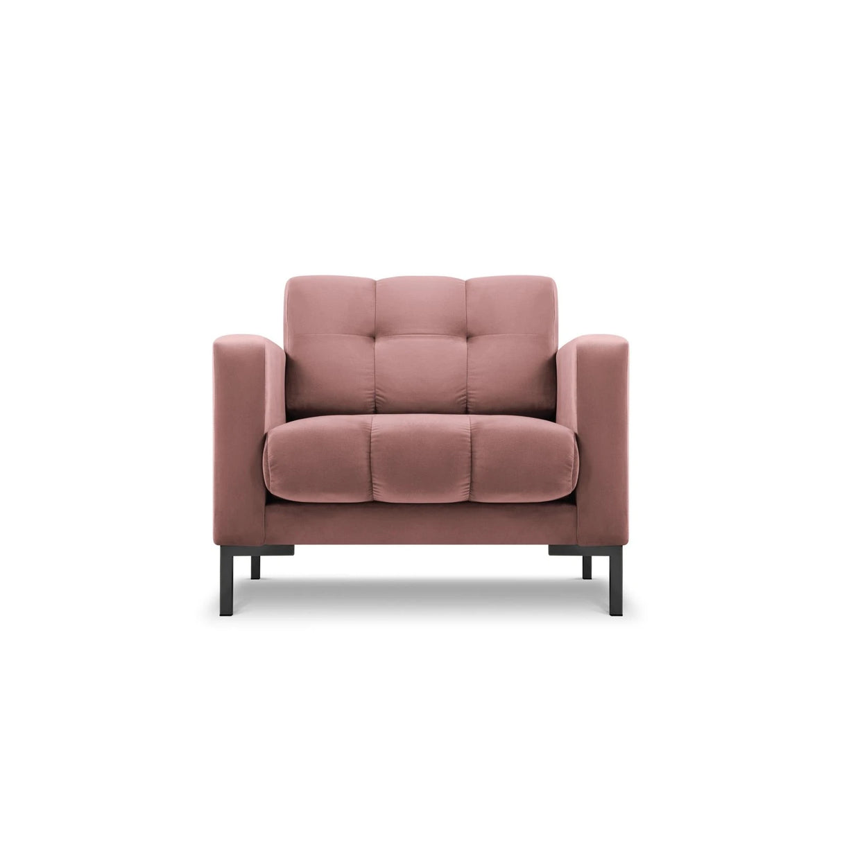 Mamaia Sessel, Metallbeine Schwarz, mit Bezug aus Samt (Blu52) in Rosa, 87x96 cm – Bild 1