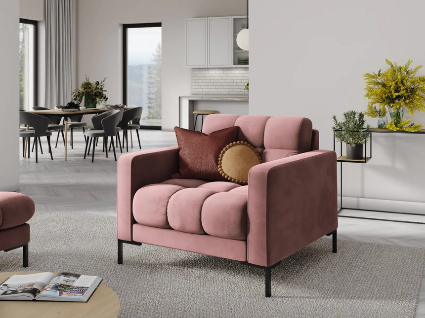 Mamaia Sessel, Metallbeine Schwarz, mit Bezug aus Samt (Blu52) in Rosa, 87x96 cm – Bild 2