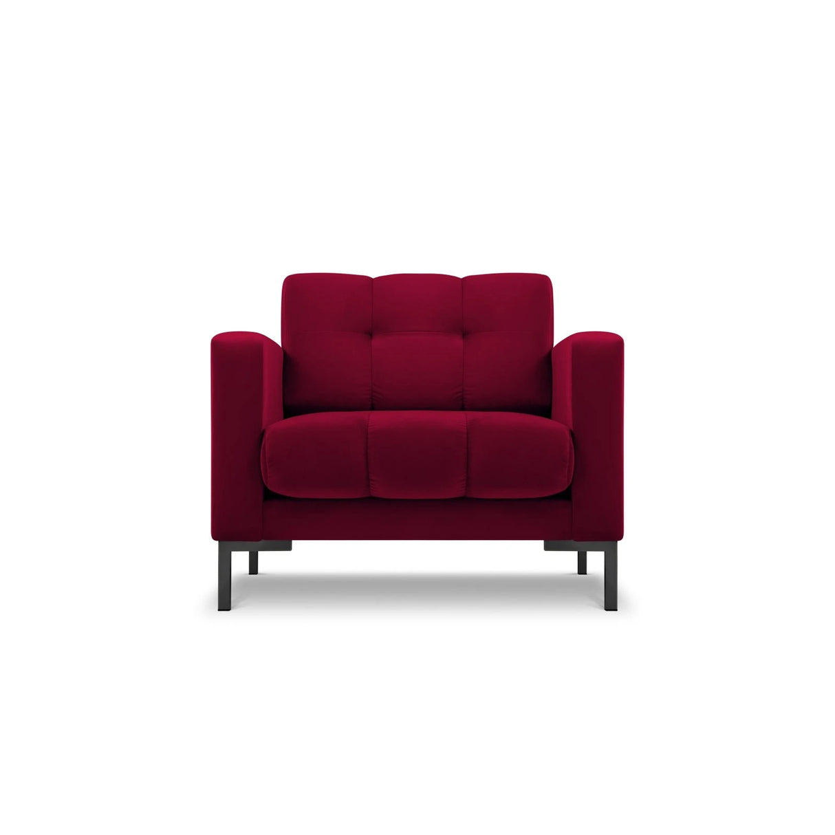 Mamaia Sessel, Metallbeine Schwarz, mit Bezug aus Samt (Blu59) in Rot, 87x96 cm – Bild 1