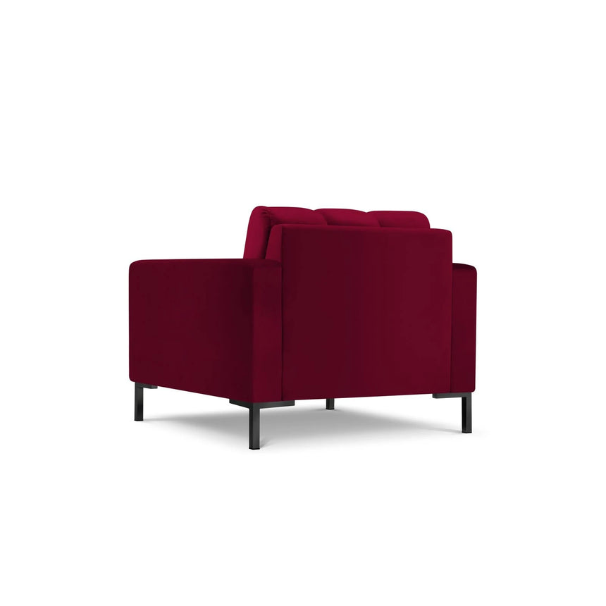 Mamaia Sessel, Metallbeine Schwarz, mit Bezug aus Samt (Blu59) in Rot, 87x96 cm – Bild 5