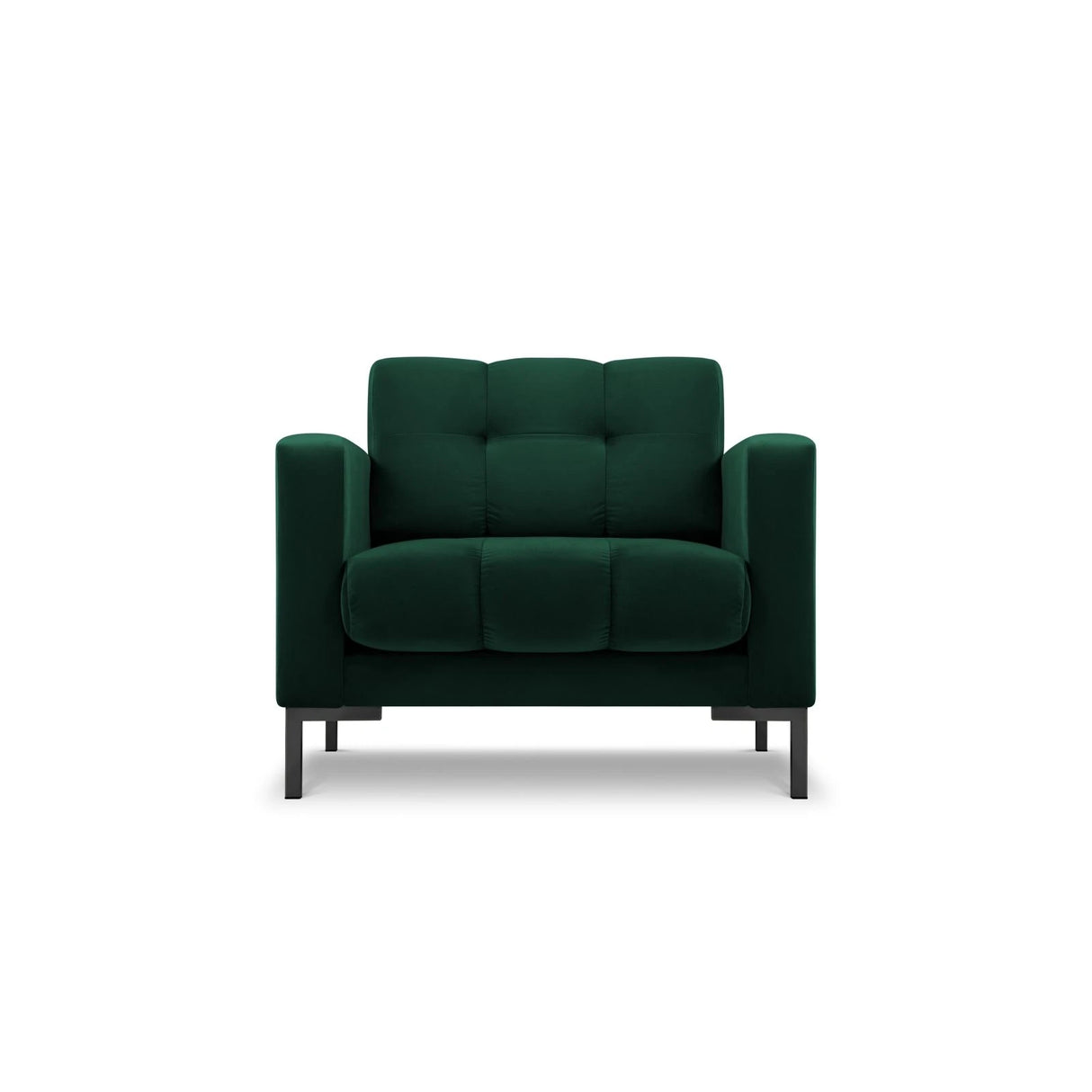 Mamaia Sessel, Metallbeine Schwarz, mit Bezug aus Samt (Blu78) in Flaschengrün, 87x96 cm – Bild 1