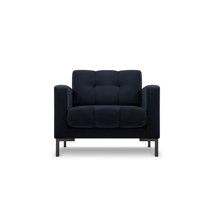 Mamaia Sessel, Metallbeine Schwarz, mit Bezug aus Samt (Blu89) in Dunkelblau, 87x96 cm – Bild 1