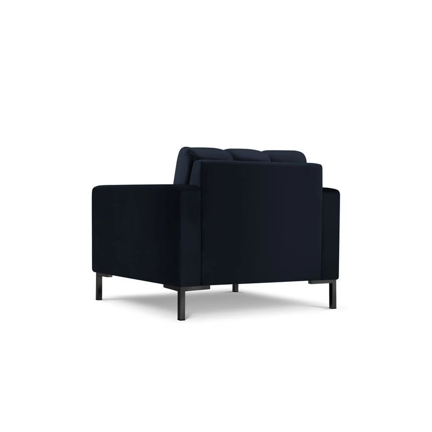 Mamaia Sessel, Metallbeine Schwarz, mit Bezug aus Samt (Blu89) in Dunkelblau, 87x96 cm – Bild 5