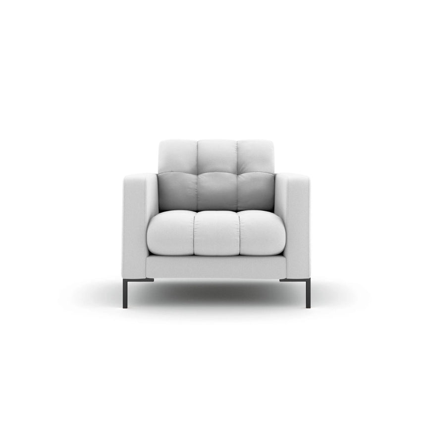 Mamaia Sessel, Metallbeine Schwarz, mit Bezug aus Strukturierter Stoff (Nev80) in Hellgrau, 87x96 cm – Bild 1