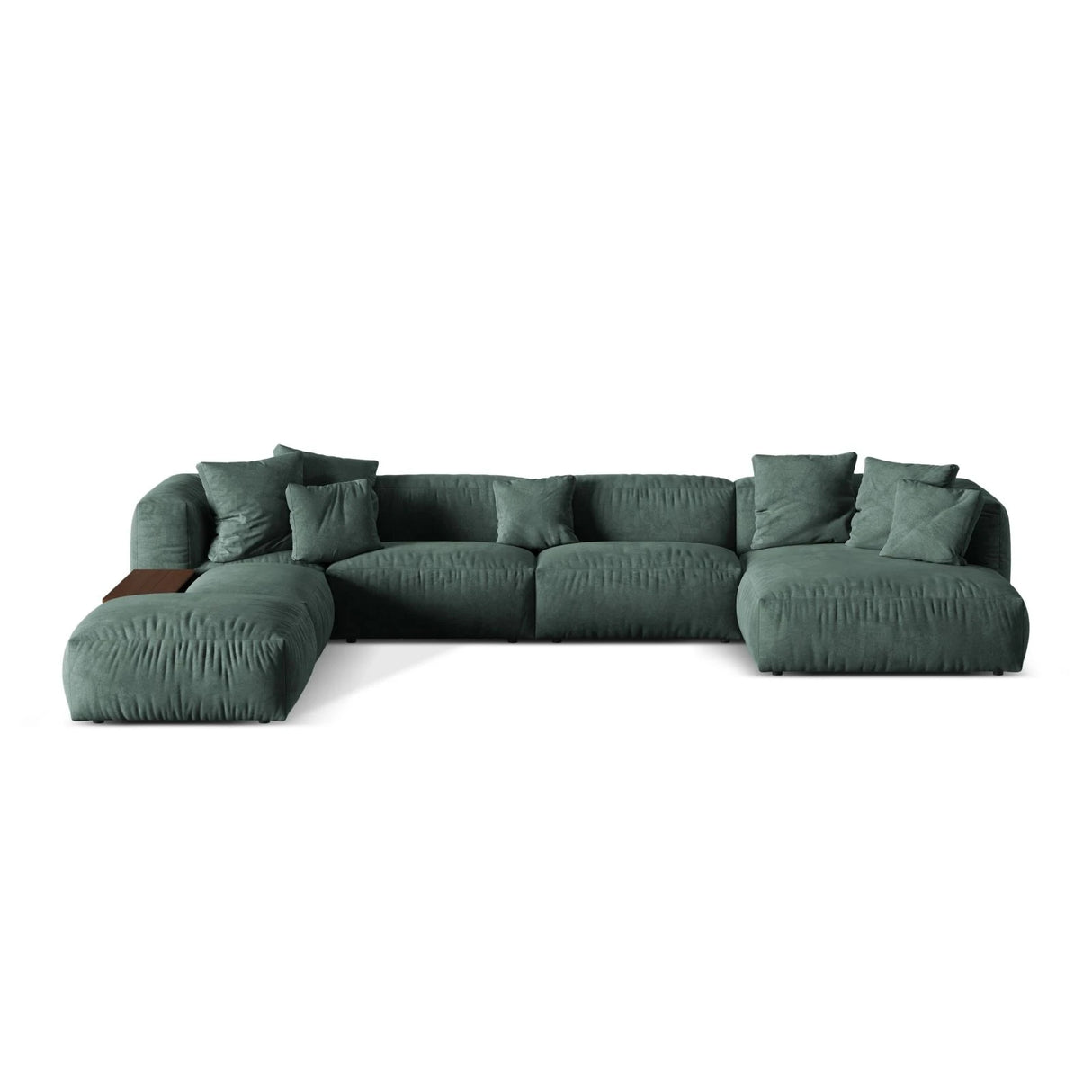 Martina modulares Panorama-Sofa, Links, mit Bezug aus Samt (Vog12) in Petrol, 406x280 cm – Bild 1