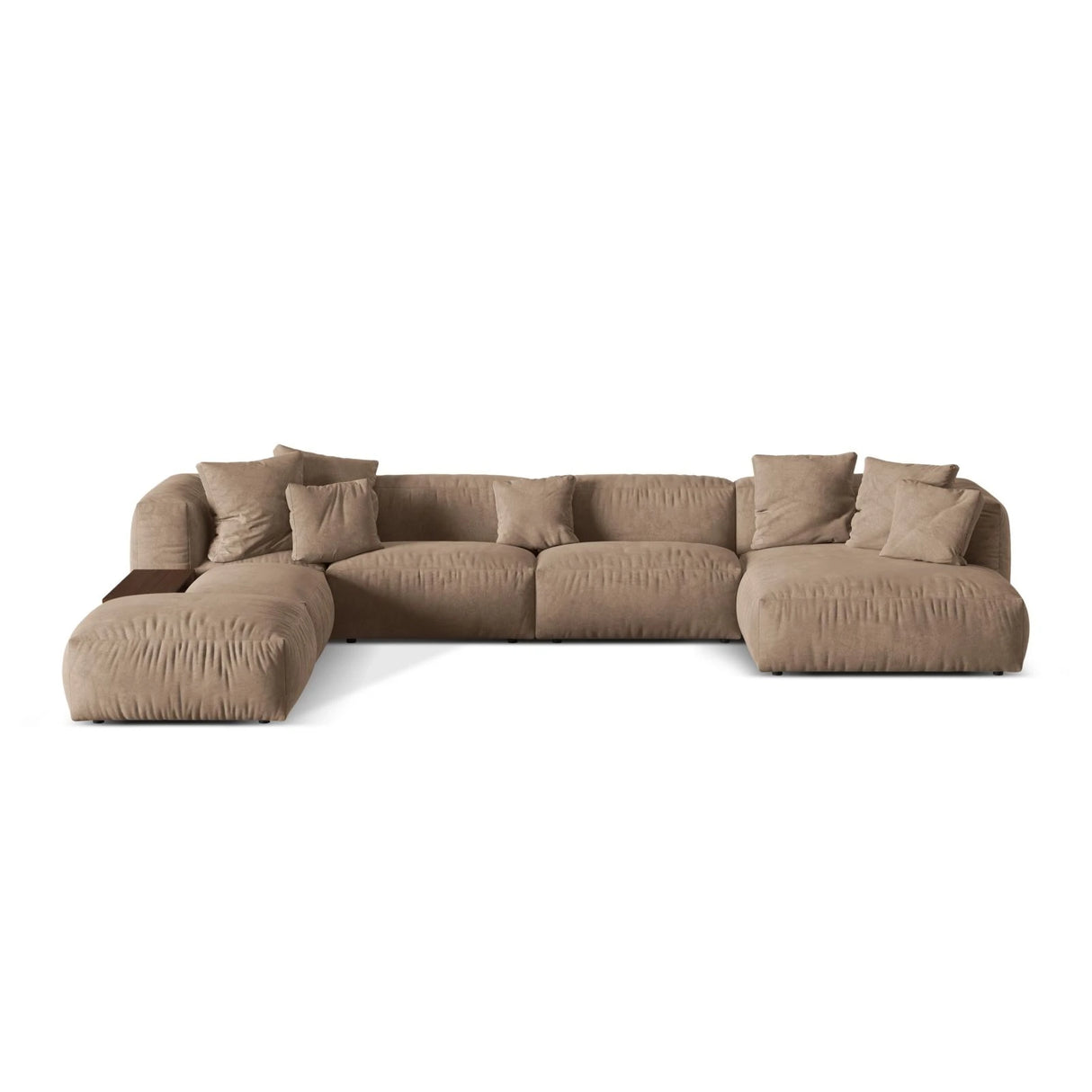 Martina modulares Panorama-Sofa, Links, mit Bezug aus Samt (Vog3) in Dunkelbeige, 406x280 cm – Bild 1
