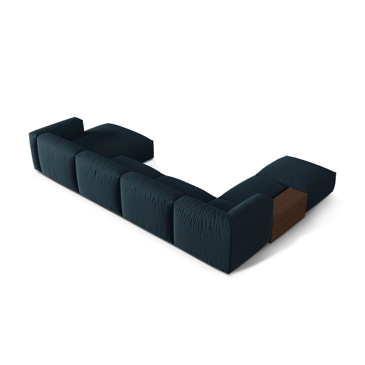 Martina modulares Panorama-Sofa, Links, mit Bezug aus Strukturierter Stoff (BoOcean) in Blau Jeans, 406x280 cm – Bild 4
