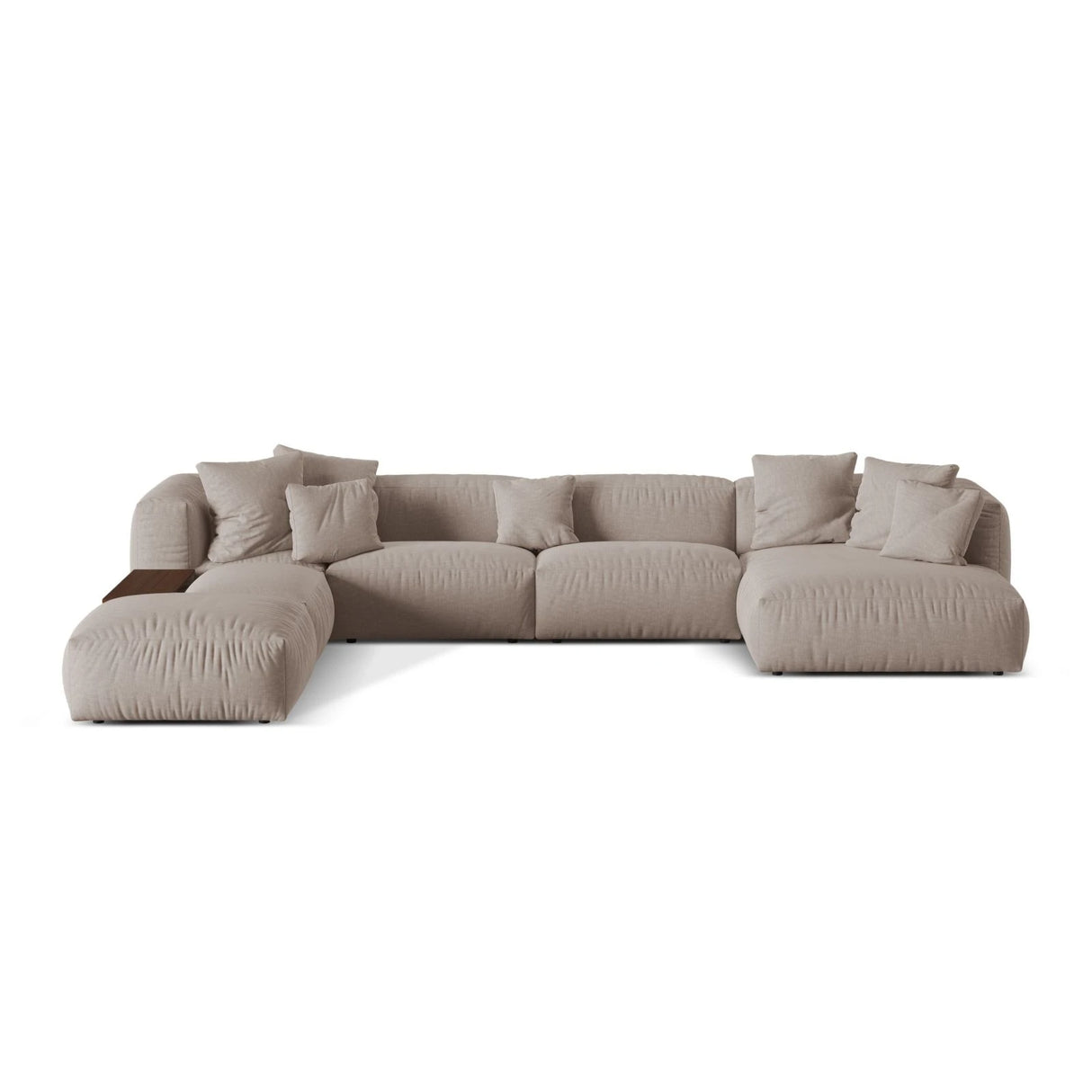Martina modulares Panorama-Sofa, Links, mit Bezug aus Strukturierter Stoff (BoTruf) in Dunkelbeige, 406x280 cm – Bild 1