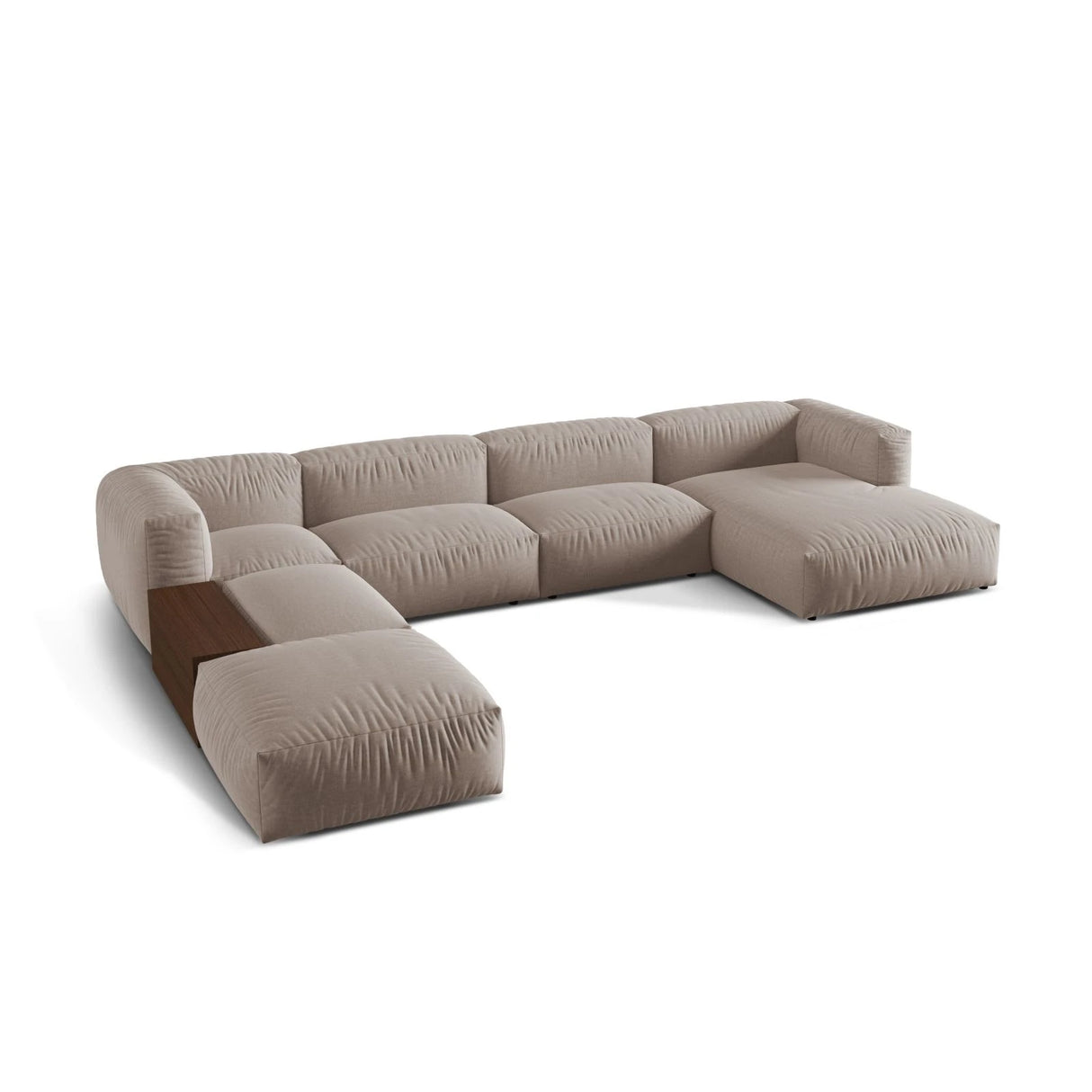 Martina modulares Panorama-Sofa, Links, mit Bezug aus Strukturierter Stoff (BoTruf) in Dunkelbeige, 406x280 cm – Bild 3