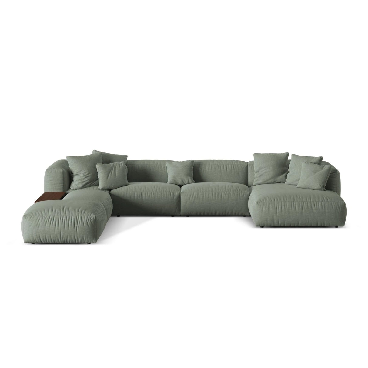 Martina modulares Panorama-Sofa, Links, mit Bezug aus Strukturierter Stoff (BoWaGreen) in Moss Green, 406x280 cm – Bild 1