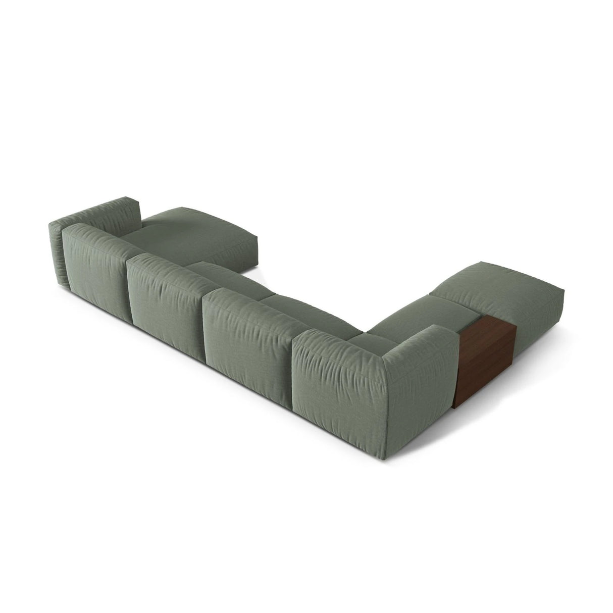 Martina modulares Panorama-Sofa, Links, mit Bezug aus Strukturierter Stoff (BoWaGreen) in Moss Green, 406x280 cm – Bild 4
