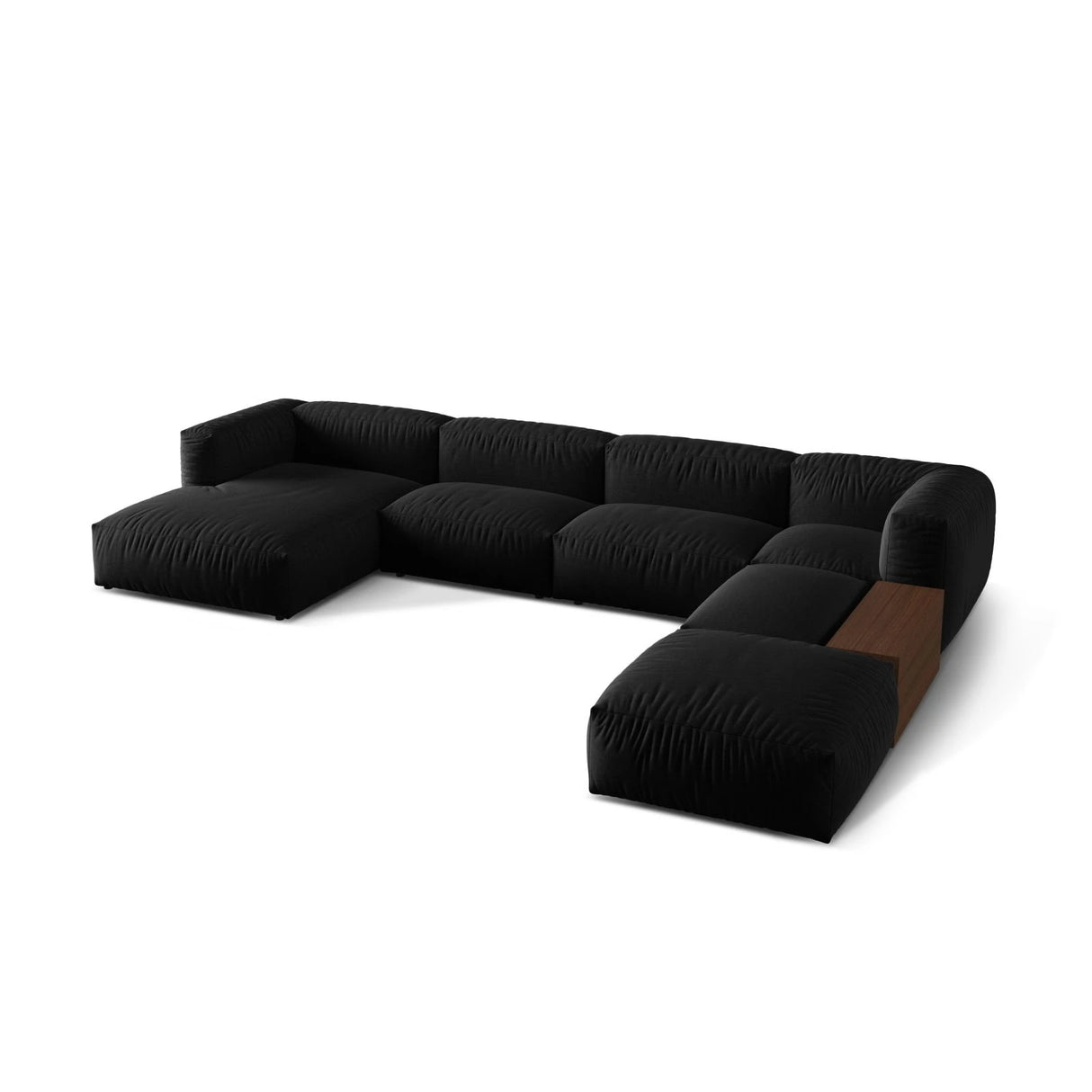 Martina modulares Panorama-Sofa, Rechts, mit Bezug aus Strukturierter Stoff (BoBlack) in Schwarz, 406x280 cm – Bild 3