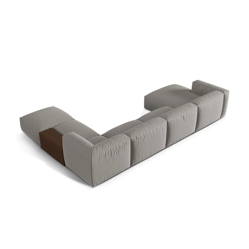 Martina modulares Panorama-Sofa, Rechts, mit Bezug aus Strukturierter Stoff (BoLiGre) in Hellgrau, 406x280 cm – Bild 4