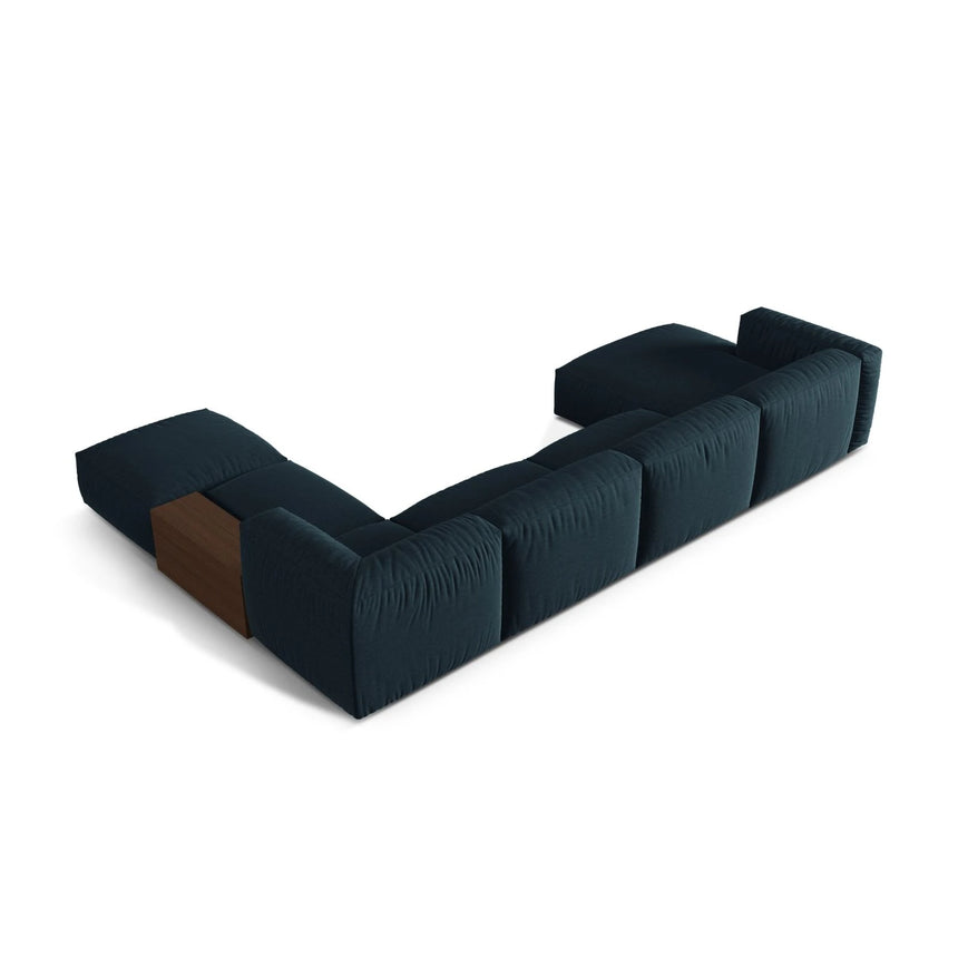 Martina modulares Panorama-Sofa, Rechts, mit Bezug aus Strukturierter Stoff (BoOcean) in Blau Jeans, 406x280 cm – Bild 4