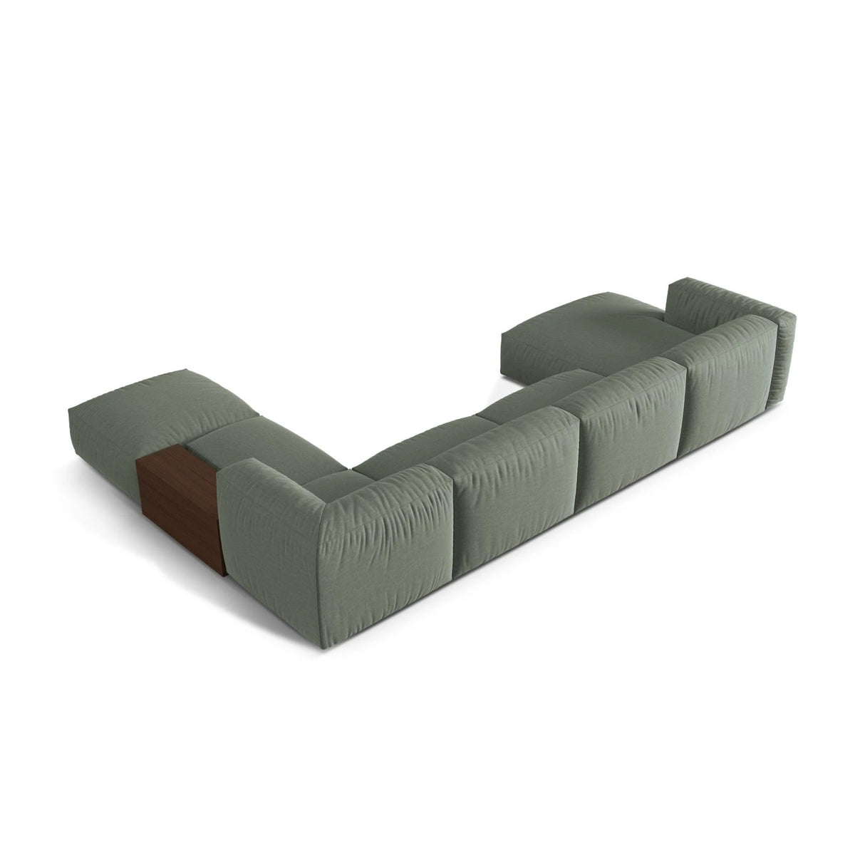 Martina modulares Panorama-Sofa, Rechts, mit Bezug aus Strukturierter Stoff (BoWaGreen) in Moss Green, 406x280 cm – Bild 4