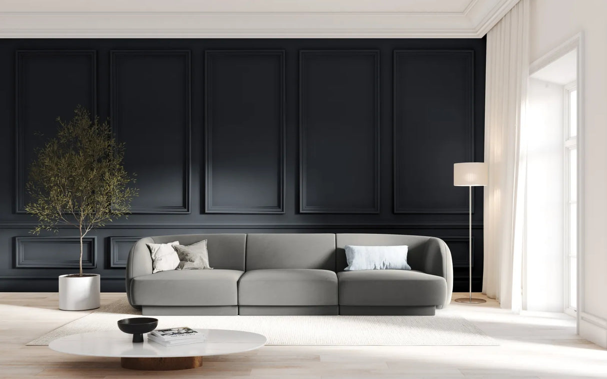 Miley 3-Sitzer Sofa mit Bezug aus Samt (Blu13) in Hellgrau, 255x90 cm – Bild 6